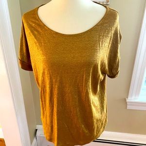 Petit Bateau dark gold / bronze metallic front and plain back dressy tee